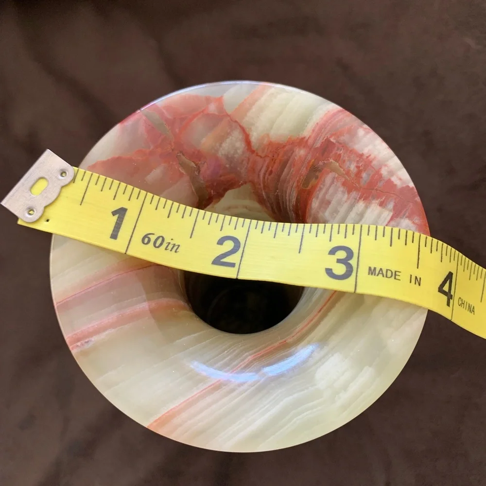 Genuine Vintage hand cut 8” ONYX vase labeled from Greece (very weighty)